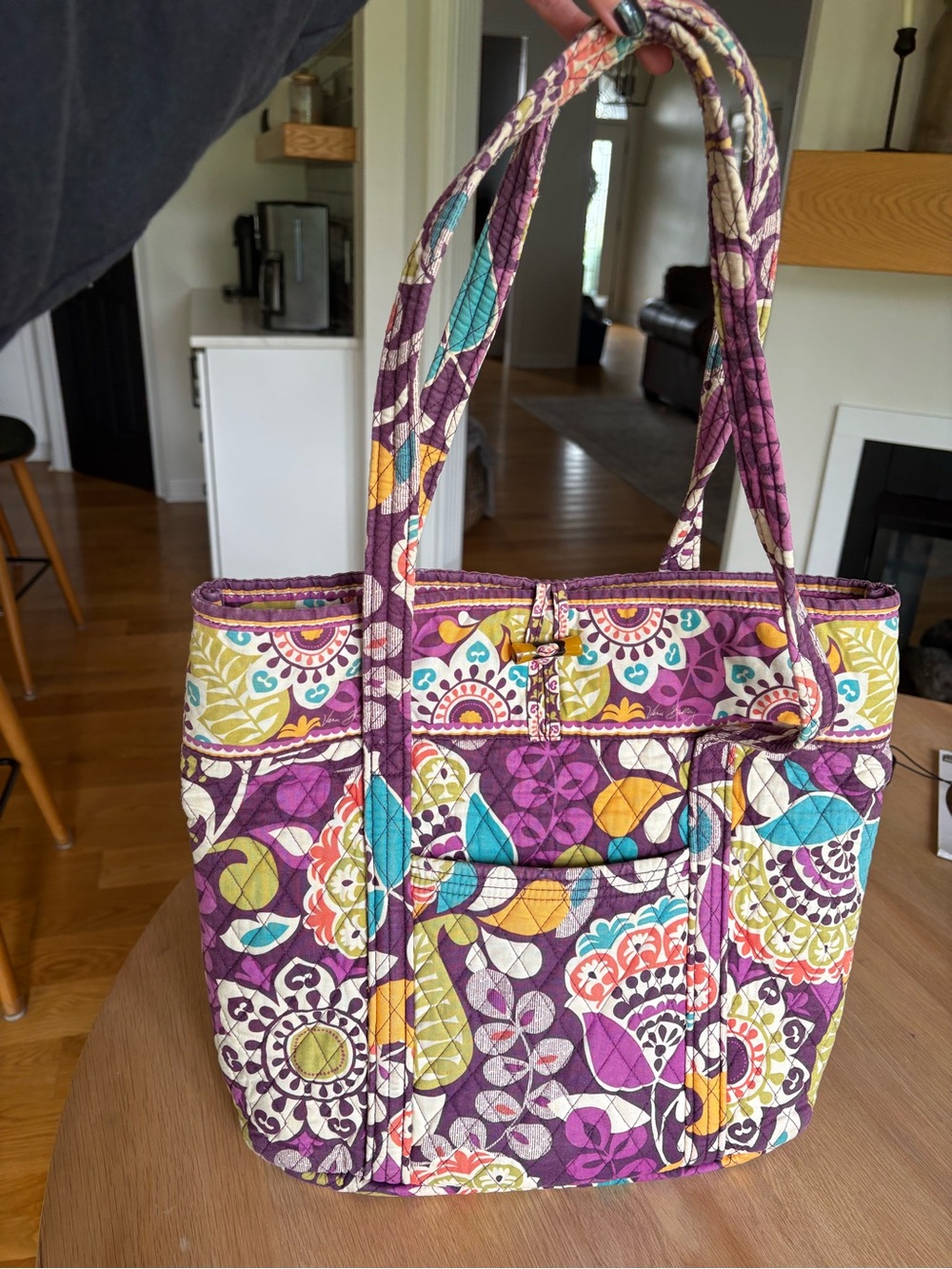 Vera Bradley Purple Quilted Floral Tote with Multicolor Accents